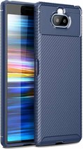 Beetle Series Carbon Fiber Texture Shockproof TPU Case voor Sony Xperia 20 (Blauw)