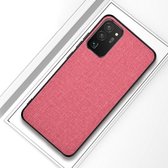Voor Samsung Galaxy S21 Ultra 5G schokbestendige stoffen textuur PC + TPU beschermhoes (modern roze)