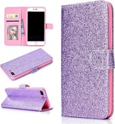 Voor iPhone 7 Plus Glitterpoeder Horizontaal Flip Leren Case met Kaartsleuven & Houder & Fotolijst & Portemonnee (Paars)