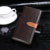 Voor lg k50s idewei krokodil textuur horizontale flip lederen tas met houder en kaartsleuven en portemonnee (donkerbruin)