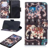 3D gekleurd tekenpatroon Horizontale flip lederen tas voor Xiaomi Poco F1, met houder en kaartsleuven en portemonnee (twee olifanten)