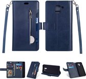 Voor Samsung Galaxy J6 (2018) EU-versie Multifunctionele Rits Horizontale Flip Leren Case met Houder & Portemonnee & 9 Kaartsleuven & Lanyard (Blauw)