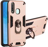 Voor vivo Y19 / Y5s / U3 / U20 2 in 1 Armor Series PC + TPU beschermhoes met ringhouder (roségoud)