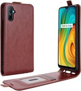 Voor OPPO Realme C3 zonder vingerafdruk R64 Texture Enkele verticale flip lederen beschermhoes met kaartsleuven en fotolijst (bruin)