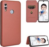 Voor Huawei Honor 10 Lite / P smart (2019) Koolstofvezel Textuur Magnetisch Horizontaal Flip TPU + PC + PU lederen tas met kaartsleuf (bruin)