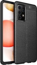 Voor Samsung Galaxy A52 5G Litchi Texture TPU schokbestendig hoesje (zwart)