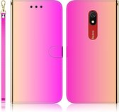 Voor Xiaomi Redmi 8A geÃ¯miteerd spiegelend oppervlak Horizontale flip lederen tas met houder & kaartsleuven & portemonnee en lanyard (kleurverloop)