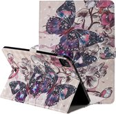 3D Geschilderd Patroon Horizontale Flip Leren Case met Houder & Kaartsleuven & Portemonnee & Slaap- / Wekfunctie Voor iPad Air 2020 10.9 / iPad Pro 11 2020/2018 (Black Butterfly)