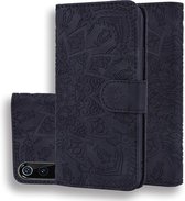 Kuitpatroon Dubbel opvouwbaar ontwerp ReliÃ«f lederen tas met portemonnee en houder en kaartsleuven voor Geschikt voor Xiaomi Mi 9 (zwart)