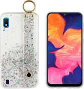 BackCover met handige Strap en Ring - Telefoonhoesje - Hoesje voor Samsung A10 - Wit met glitter