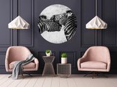 Luxe Behangcirkel zelfklevend zoenende zebra's - zwart wit - Sticky Decoration - wooncirkel - decoratie - woonaccesoires - behangcirkel - diameter 60 cm