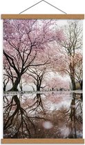 Schoolplaat – Roze Bloesembomen aan het Water - 40x60cm Foto op Textielposter (Wanddecoratie op Schoolplaat)