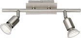 LED Plafondspot - Nitron Nimo - GU10 Fitting - 6W - Warm Wit 3000K - 2-lichts - Rechthoek - Mat Nikkel - Aluminium