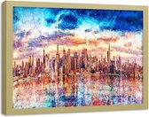 Foto in frame , Abstracte Skyline New York ,70x100cm , Multikleur , wanddecoratie