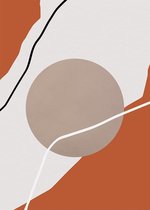 Poster Abstract Grafisch 'De Zonsondergang' - Oranje, Bruin en Wit - Kunst Druk