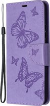Mobigear Telefoonhoesje geschikt voor Samsung Galaxy A42 Hoesje | Mobigear Butterfly Bookcase Portemonnee | Pasjeshouder voor 2 Pasjes | Telefoonhoesje voor Pinpas / OV Kaart / Rijbewijs - Paars