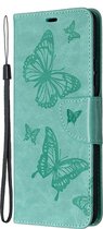 Samsung Galaxy A42 5G Hoesje - Mobigear - Butterfly Serie - Kunstlederen Bookcase - Turquoise - Hoesje Geschikt Voor Samsung Galaxy A42 5G