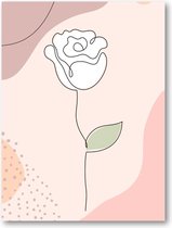 Witte Roos Abstract - A2 Poster Staand - 42x59cm - Besteposter - Minimalist - Natuur - Bloemen