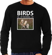 Dieren foto sweater Kerkuil - zwart - heren - birds of the world - cadeau trui uilen liefhebber S