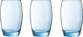 24x Stuks waterglazen/drinkglazen transparant blauw 350 ml - Glazen - Drinkglas/waterglas/sapglas