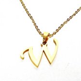 Ketting alfabet W - Goud
