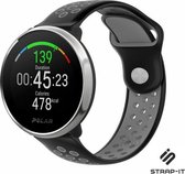 Siliconen Smartwatch bandje - Geschikt voor  Polar Ignite sport bandje - zwart/grijs - Strap-it Horlogeband / Polsband / Armband