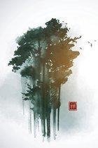 Poster Aquarel bomen 21x30 cm.