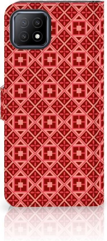 Coque Téléphone OPPO A73 5G PU Premium Housse pour Batik Rouge