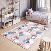 Tapiso Pinky Vloerkleed Roze Dieren Speeltapijt Kinderkamer Kleed Maat- 180x250