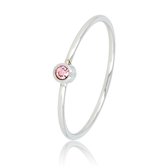 My Bendel - Fijne ring zilver met roze zirkonia - Aanschuifring met roze zirkonia steen, gemaakt van mooi blijvend edelstaal - Met luxe cadeauverpakking