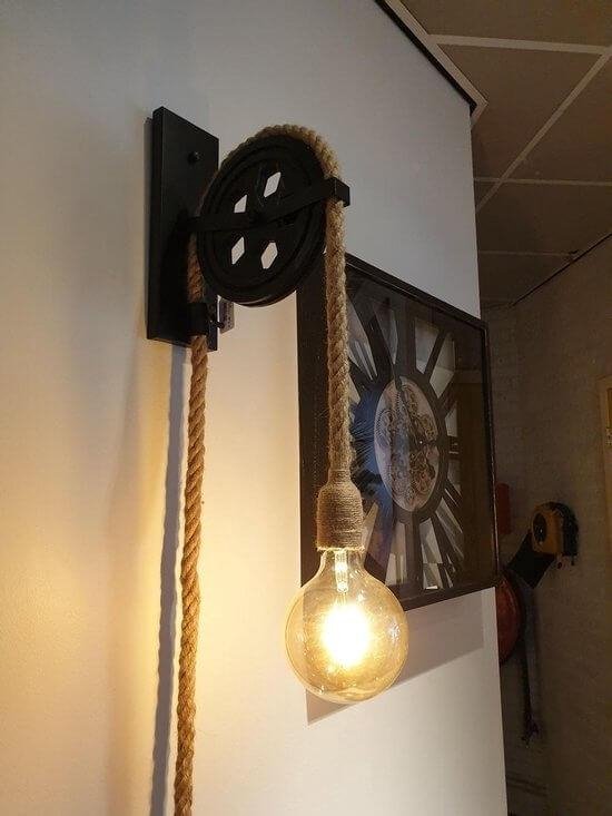 in verlegenheid gebracht Uittrekken klap Wandlamp touw katrol l27b10h30cm | bol.com