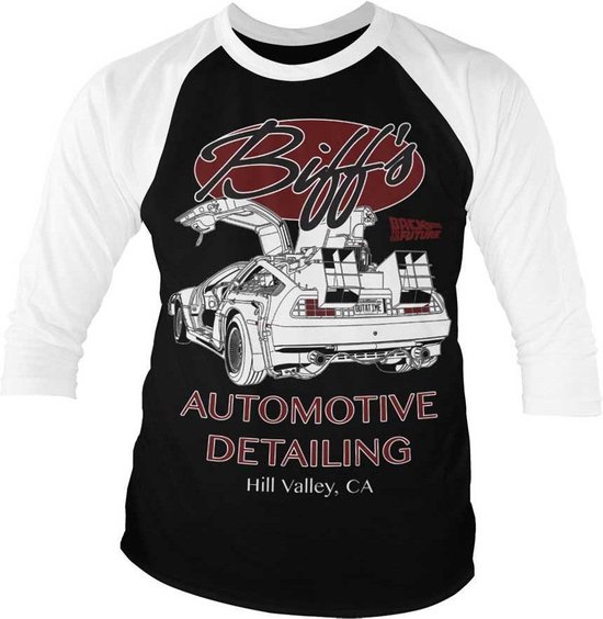 Foto: Back to the future raglan top xl biff s automotive detailing zwart wit