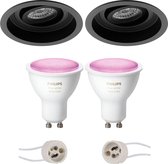 PHILIPS HUE - LED Spot Set GU10 - White and Color Ambiance - Bluetooth - Proma Domy Pro - Inbouw Rond - Mat Zwart - Verdiept - Kantelbaar - Ø105mm