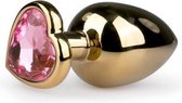 Metalen buttplug met roze hartje - goudkleurig - Dildo - Buttpluggen - Goud - Discreet verpakt en bezorgd