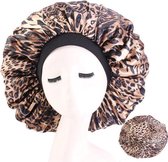 Extra grote Afrikaanse Leopard Print Satijnen Slaapmuts / Hair Bonnet
