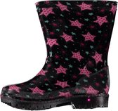 Xq Footwear Regenlaarzen Meisjes Led Rubber Zwart/roze Maat 24
