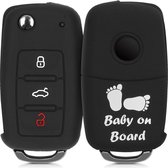 kwmobile autosleutel hoesje voor VW Skoda Seat 3-knops autosleutel - Autosleutel behuizing in wit / zwart - Babyvoetjes design