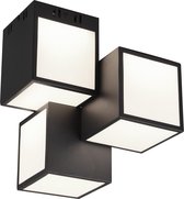 LED Plafondlamp WiZ - Smart LED - Plafondverlichting - Torna Oski - 24W - Aanpasbare Kleur - 3-lichts - RGBW - Vierkant - Mat Zwart - Aluminium