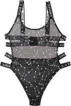 Body Met  Zodiac Print - Zwart/Metallic - Dames Lingerie - S/M - Body - Zwart transparant - Discreet verpakt en bezorgd