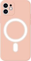 Mobigear Hoesje geschikt voor Apple iPhone 12 Pro Max Siliconen MagSafe Telefoonhoesje | Mobigear Rubber Touch Backcover | Geschikt voor MagSafe | Geschikt voor Draadloos Opladen met Magnetische Ring | MagSafe Case - Roze