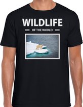 Dieren foto t-shirt IJsbeer - zwart - heren - wildlife of the world - cadeau shirt IJsberen liefhebber XL