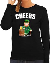 St. Patricks day sweater zwart voor dames - Cheers - Ierse feest kleding / trui/ outfit/ kostuum S