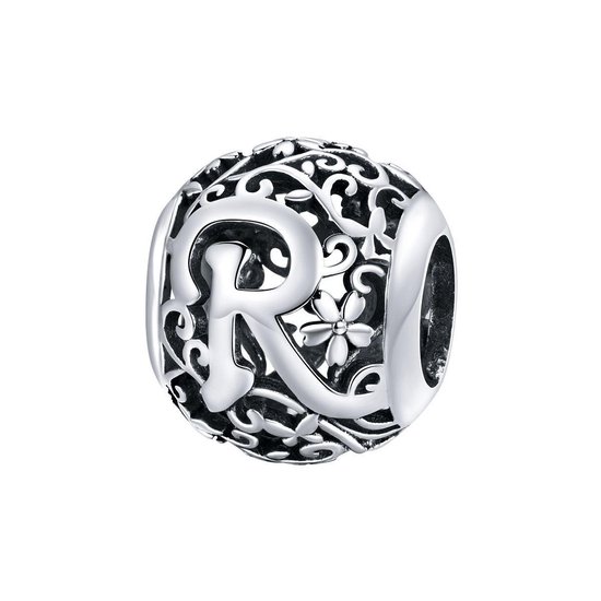 Letter R romantisch bedel | alfabet bead | Zilverana | geschikt voor alle bekende merken | 925 zilver | moederdag