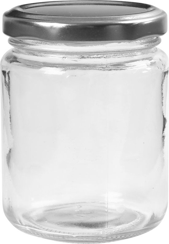 Glazen pot, H: 9,1 cm, d 6,8 cm, 240 ml, transparant, 12 stuk/ 1 karton