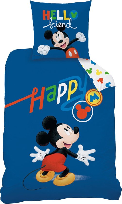 Housse de couette Disney Mickey Mouse Happy - Unique - 140 x 200 cm - Katoen
