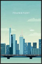 JUNIQE - Poster in kunststof lijst Frankfurt - retro -60x90 /Blauw