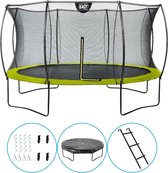 EXIT Toys - Trampoline Met Veiligheidsnet - Op Poten - Silhouette - Rond - ø366cm - Groen - Inclusief Ladder, Afdekhoes en Verankeringsset