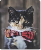 Muismat Katten - Kat met strikje muismat rubber - 30x40 cm - Muismat met foto