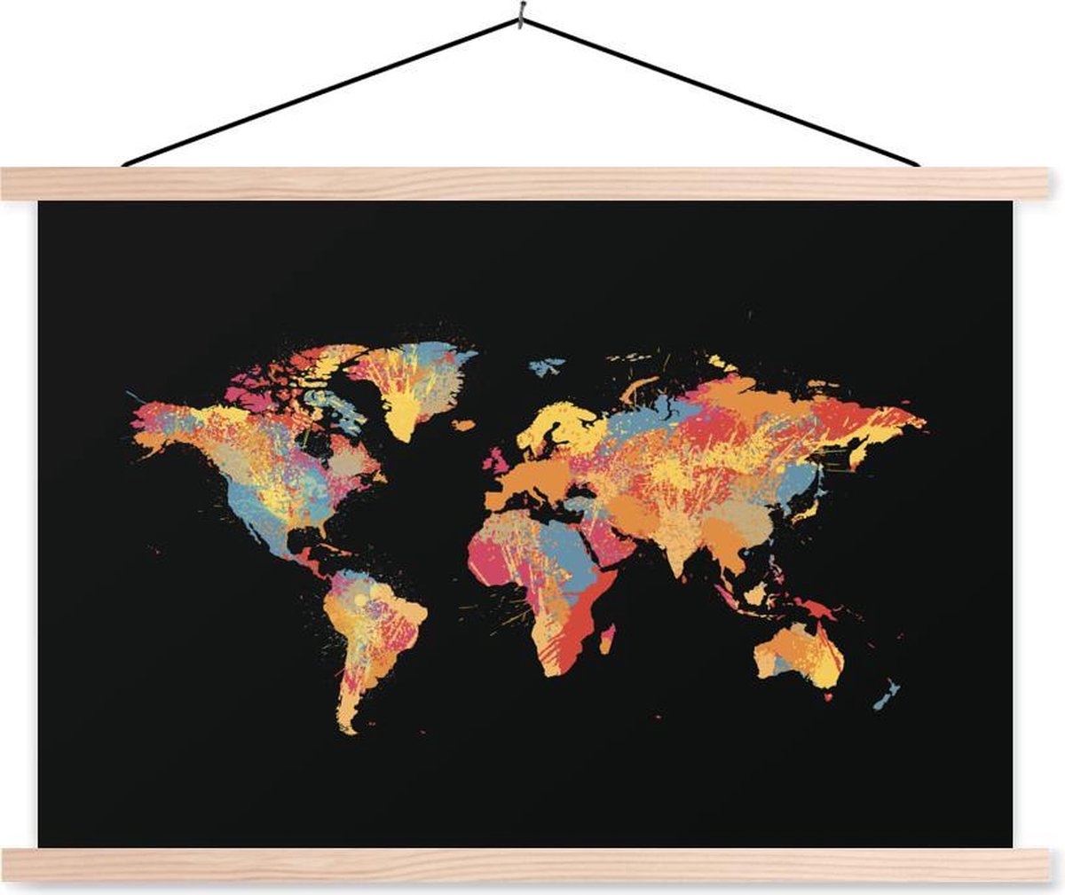 Schoolplaat - Wereldkaart - Spetters - Kleuren - 90x60 cm