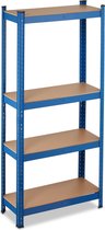 Relaxdays stellingkast metaal - 150 x 70 x 30 cm - opbergrek - magazijnrek - blauw